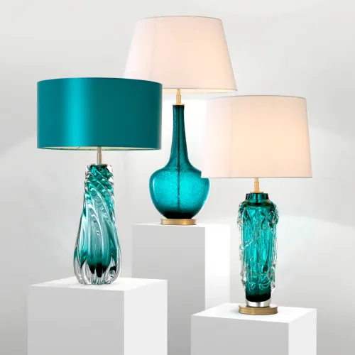Designer Turquoise Glass Table Lamp 17 x 42 x H. 67 cm - Luxury Lighting by Luxury Group International