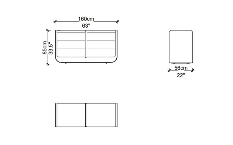 Cómoda de Madera Maciza de Lujo con 6 Cajones – 160 x 56 x H. 85 cm por Luxury Group International