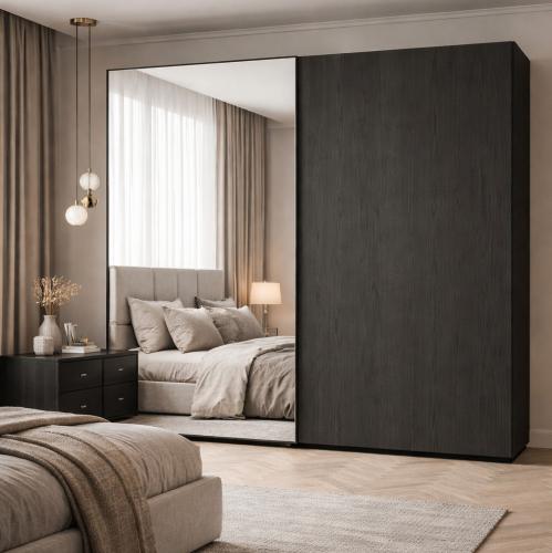 Elegante Armario Negro de Lujo con Espejo - Solución Moderna de Almacenamiento para Muebles de Dormitorio por Luxury Group International