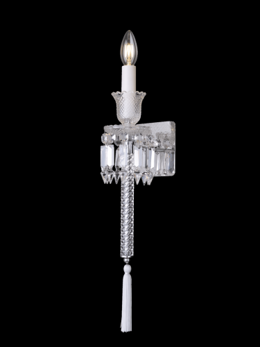 Elegante Lampada da Parete Classica in Metallo Lucido Trasparente con Prismi di Cristallo Pendenti di Luxury Group International