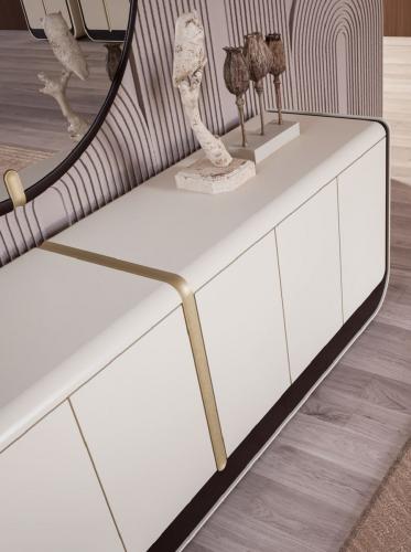 Buffet Élégant de Luxe en Bois Massif Crème et Beige avec 6 Portes - Meubles de Luxe par Luxury Group International