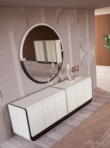 Buffet Élégant de Luxe en Bois Massif Crème et Beige avec 6 Portes - Meubles de Luxe par Luxury Group International