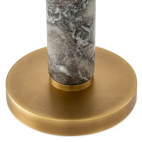 Elegante Lampada da Tavolo Moderna di Lusso in Marmo Grigio e Vetro Opalino Bianco con Paralume a Cupola di Luxury Group International