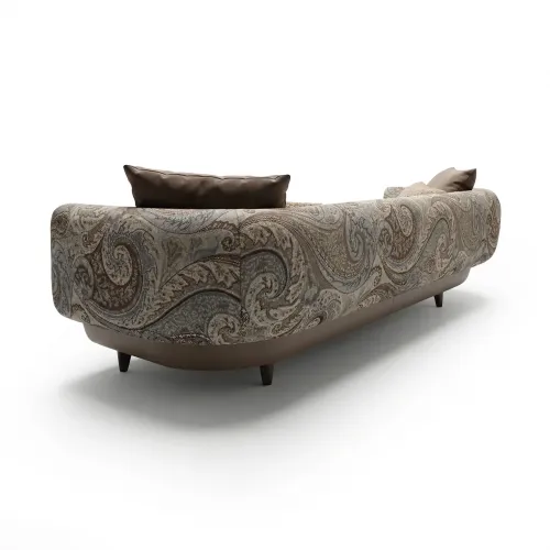 Elegant Luxury Sofa in Brown & Beige Charcoal Matte Fabric with Paisley Arms by Luxury Group International