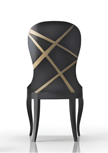 Luxury Cream Upholstered Wooden Dining Chair in Black Frame with Gold Accent Back Design - Dining Room Furniture Back View by Luxury Group International