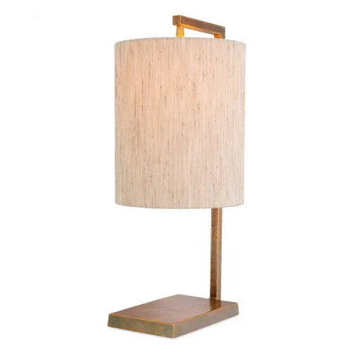 Lampada da Tavolo di Lusso Moderna per Camera da Letto con Finitura in Ottone Vintage e Paralume Beige di Luxury Group International