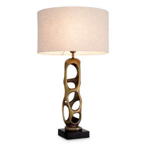 Lampada da tavolo di lusso moderna scolpita in ottone vintage / nero / crema di Luxury Group International