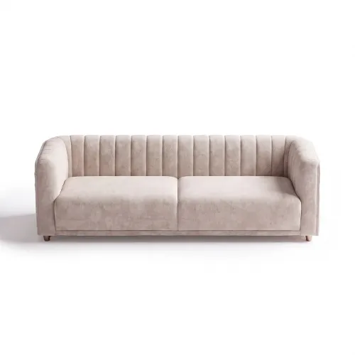 Canapé Moderne Courbé Ivoire de Luxe avec Dossier Capitonné à Canaux par Luxury Group International