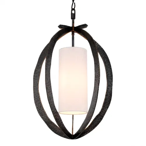Lampadario a sospensione lanterna bianca con struttura in metallo nero di Luxury Group International