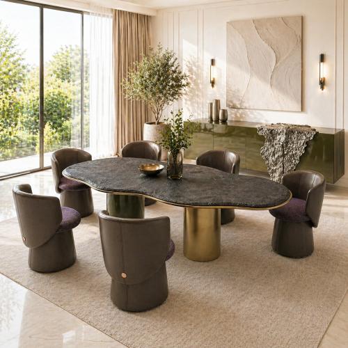 Olive Green Glossy Elegant Modern Luxury Sideboard in Lacquer with Charcoal Panel by Luxury Group International