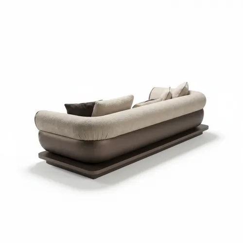 Canapé Moderne Élégant en Tissu Mat Beige Crème avec Accoudoirs Courbés par Luxury Group International