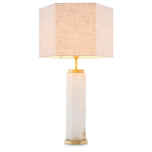 Luxus-Tischlampe Alabaster / Antikmessing / Weiß von Luxury Group International