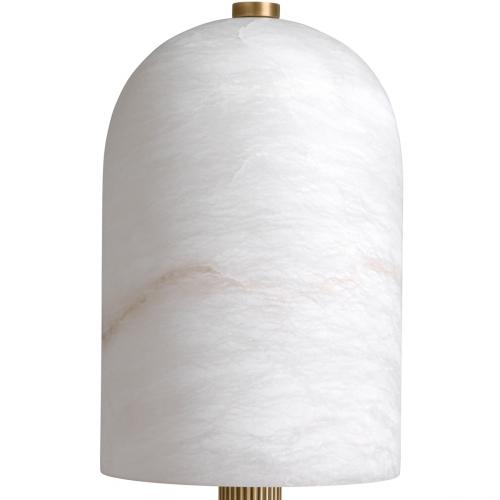 Lampada Moderna di Lusso in Marmo Bianco con Finitura Ottone Antico e Paralume a Cupola Opalina di Luxury Group International