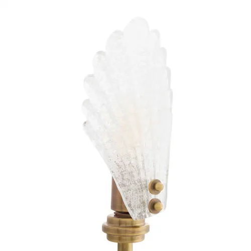 Elegante lámpara de pared de lujo con diseño de concha marina de vidrio hecha a mano y acabado vintage en latón, 2 luces por Luxury Group International