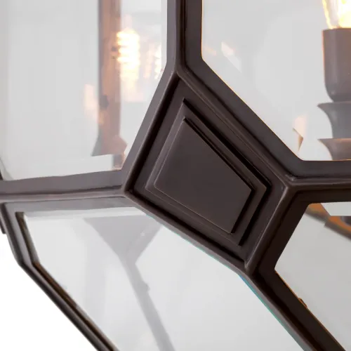 Geometrischer schwarzer Penta-Globus Kronleuchter aus klarem Glas mit 5 Innenlampen von Luxury Group International
