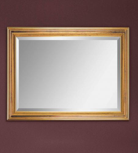 Gold Leaf Baroque Luxury Wall Mirror with Stepped Ridged Frame & Wide Bevelled Glass Front View by Luxury Group International