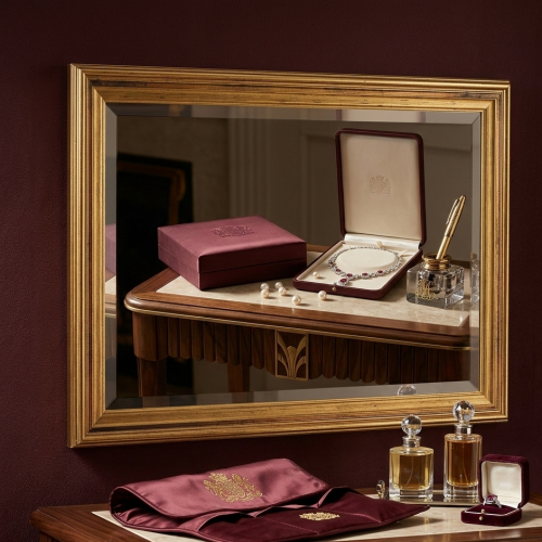 Gold Leaf Baroque Luxury Wall Mirror with Stepped Ridged Frame & Wide Bevelled Glass Lifestyle View by Luxury Group International