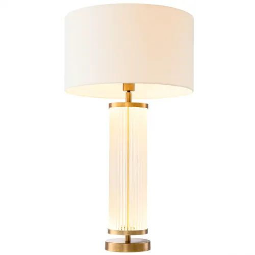 Lampade da tavolo moderne di lusso Gold Star in cristallo con asta in vetro satinato e paralume crema di Luxury Group International