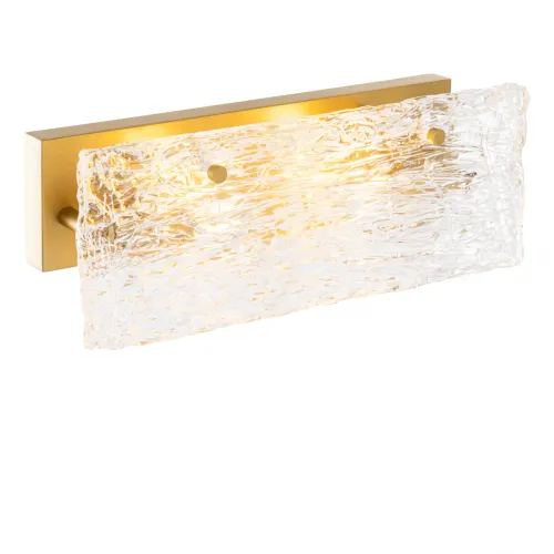 Lámpara de pared rectangular de lujo dorada con acabado en latón antiguo y vidrio hecho a mano por Luxury Group International