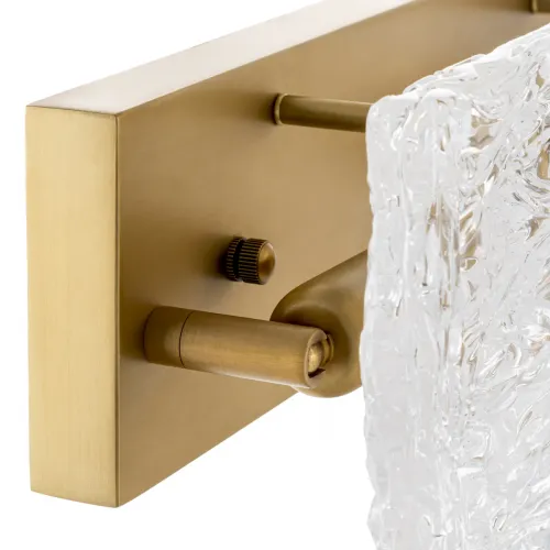 Lámpara de pared rectangular de lujo dorada con acabado en latón antiguo y vidrio hecho a mano por Luxury Group International
