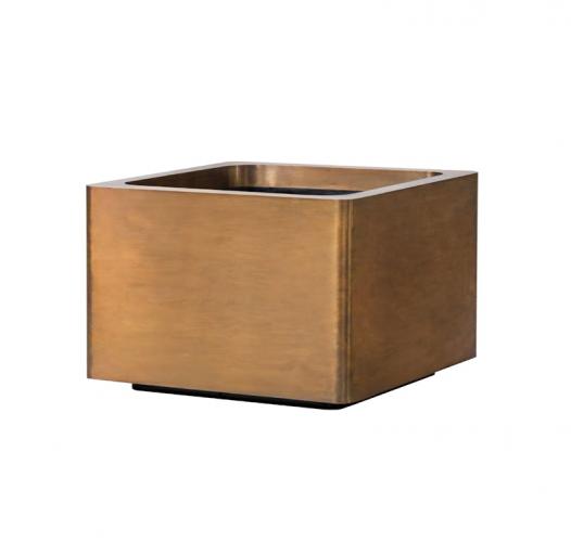 Grand Luxury Square Planter Pot 140x140 cm in Gold & Weathered Brass Finish Front View by Luxury Group International