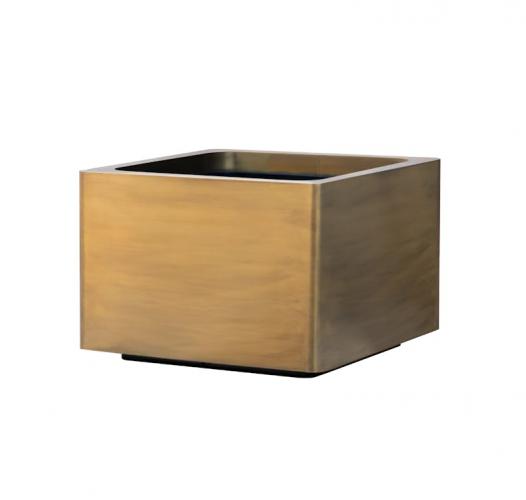 Grand Luxury Square Planter Pot 140x140 cm in Gold & Weathered Brass Finish Front View by Luxury Group International