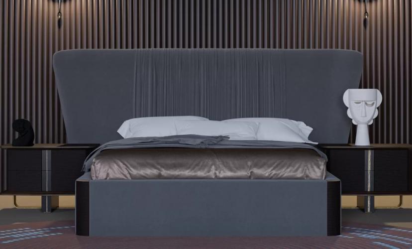 Grey Headboard Luxury Bed - Modern Bed Design - Master Bedroom Design - Luxury Bedroom Furniture Lifestyle View by Luxury Group International