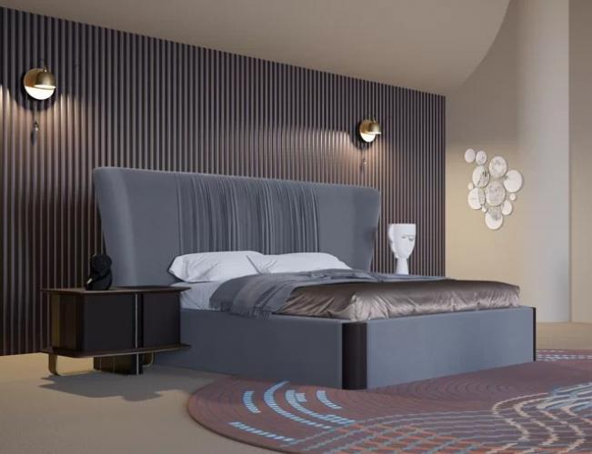 Grey Headboard Luxury Bed - Modern Bed Design - Master Bedroom Design - Luxury Bedroom Furniture by Luxury Group International