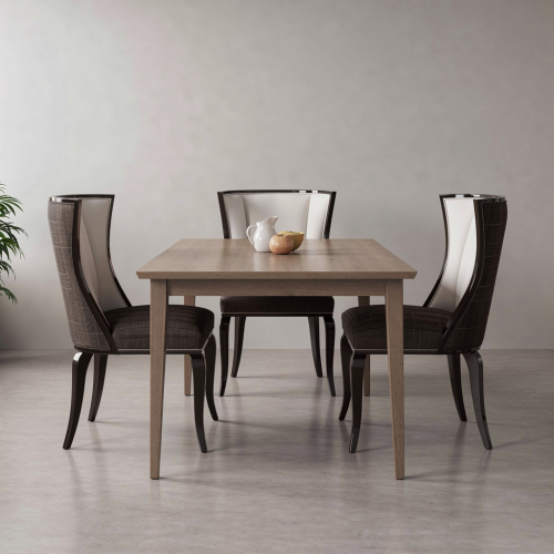 Chaise de Salle à Manger en Bois de Luxe à Dossier Haut avec Tissu Texturé Marron et Dossier Crème - Mobilier de Salle à Manger Vue lifestyle par Luxury Group International