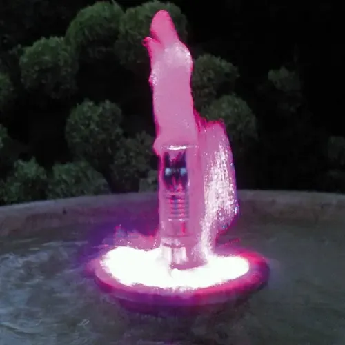 Illuminated Luxury Plate Basin Baroque Water Fountain with Central Jet & Pedestal Base - Baroque Fountain Detail View by Luxury Group International