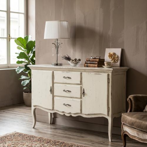 Ivory Baroque Luxury Sideboard with 3 Drawers & 2 Doors Storage Cabinet - Baroque Furniture Lifestyle View by Luxury Group International
