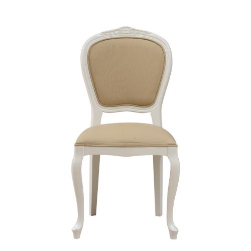 Ivory Baroque Luxury Upholstered Dining Chair with Beige Upholstery - Dining Room Furniture Front View by Luxury Group International