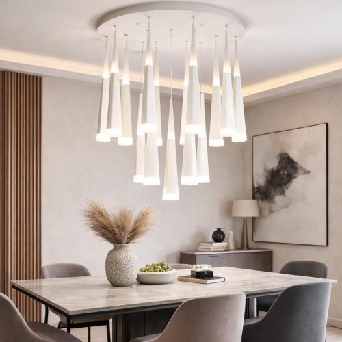 Lampadario Moderno di Lusso a Sospensione Multipla in Acrilico Bianco LED di Luxury Group International