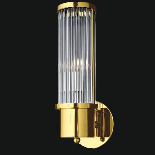 Lampada da parete in metallo con finitura oro/cromo a 1 luce LED Tube Glass Long Slim Crystal di Luxury Group International