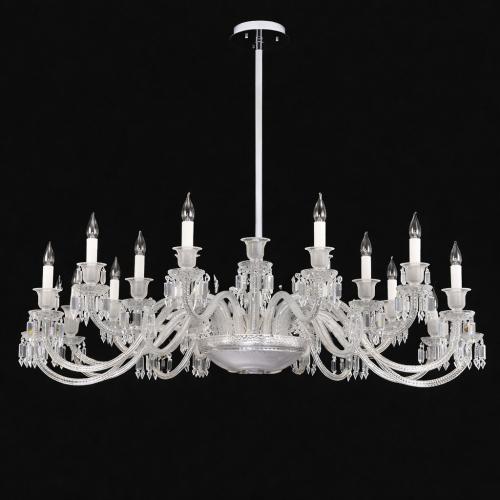 Lampadario di Lusso Italiano Moderno con 20 Luci in Vetro Trasparente e Cristallo di Luxury Group International
