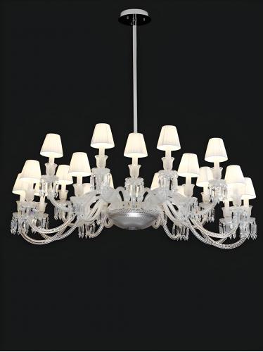 Lampadario di Lusso Italiano Moderno con 20 Luci in Vetro Trasparente e Cristallo di Luxury Group International