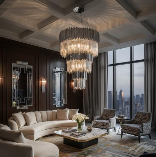Luxury 6 Tier Modern Crystal Chandelier by Luxury Group International