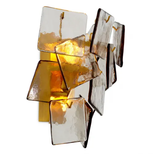 Applique murale de luxe finition laiton antique avec plusieurs verres fumés par Luxury Group International