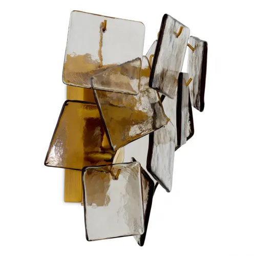 Applique murale de luxe finition laiton antique avec plusieurs verres fumés par Luxury Group International