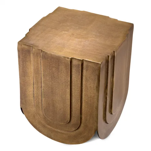 Luxury Antique Brass Sculpted Art Deco Style Bedside Table by Luxury Group International