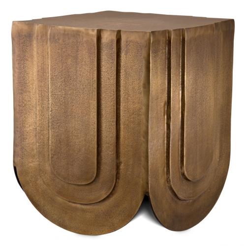 Luxury Antique Brass Sculpted Art Deco Style Bedside Table by Luxury Group International