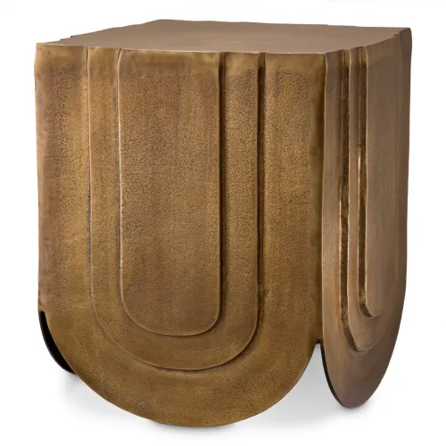 Luxury Antique Brass Sculpted Art Deco Style Bedside Table by Luxury Group International