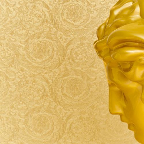 Versace Antique Gold Baroque Floral leaf Non-Woven Designer Wallpaper by Luxury Group International