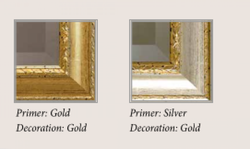 Luxury Antiqued Silver Baroque Wall Mirror with Gold Leaf Carved Inner Trim & Bevelled Glass by Luxury Group International
