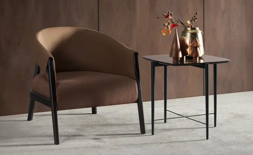 Luxury Armchair Brown/Black Wooden Frame Accent Chair-Hotel furniture - Luxury furniture by Luxury Group International