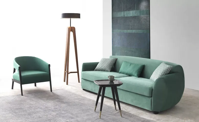 Luxury armchair green / black 73 x 80 x H. 75 cm - Living room armchair - Hotel armchair Lifestyle View by Luxury Group International