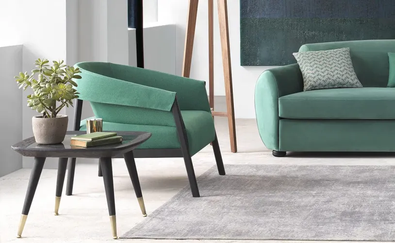 Luxury armchair green / black 73 x 80 x H. 75 cm - Living room armchair - Hotel armchair by Luxury Group International