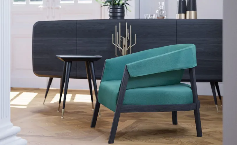 Luxury armchair green / black 73 x 80 x H. 75 cm - Living room armchair - Hotel armchair by Luxury Group International