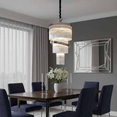 Luxus moderner Art Deco Kronleuchter mit 3-stufigen Glasstäben von Luxury Group International