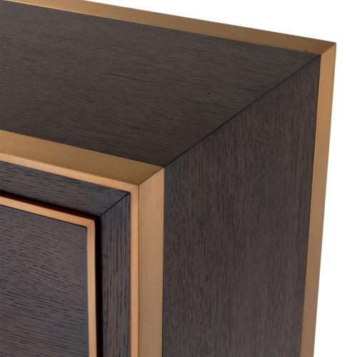 Luxury Art Deco Brass/Brown Oak Veneer Nightstand by Luxury Group International